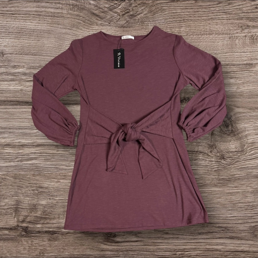 NWT R. Vivimos‎ Purple Long Sleeve Dress with Front Tie Size 2XL